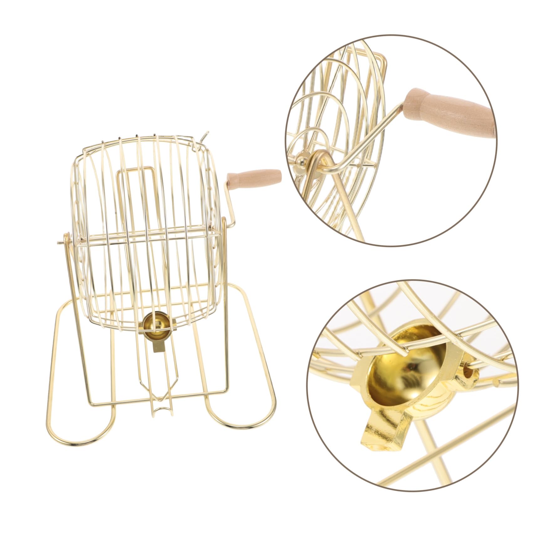 ERINGOGO Máquina de Bingo Jaula de Hierro y Mango de Madera, Equipo Emocionante para Juegos Familiares y Entretenimiento Infantil en Parques y Hogares