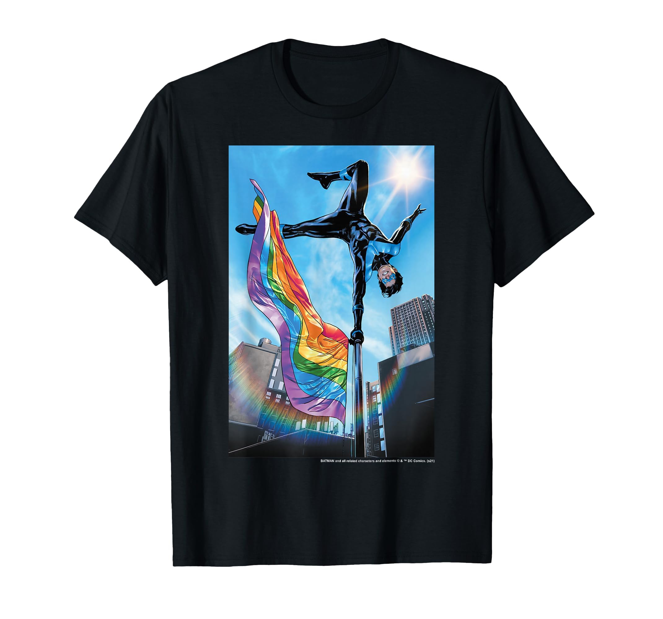 DC Comics Pride Nightwing Flag Flip T-Shirt OEKO-TEX STANDARD 100
