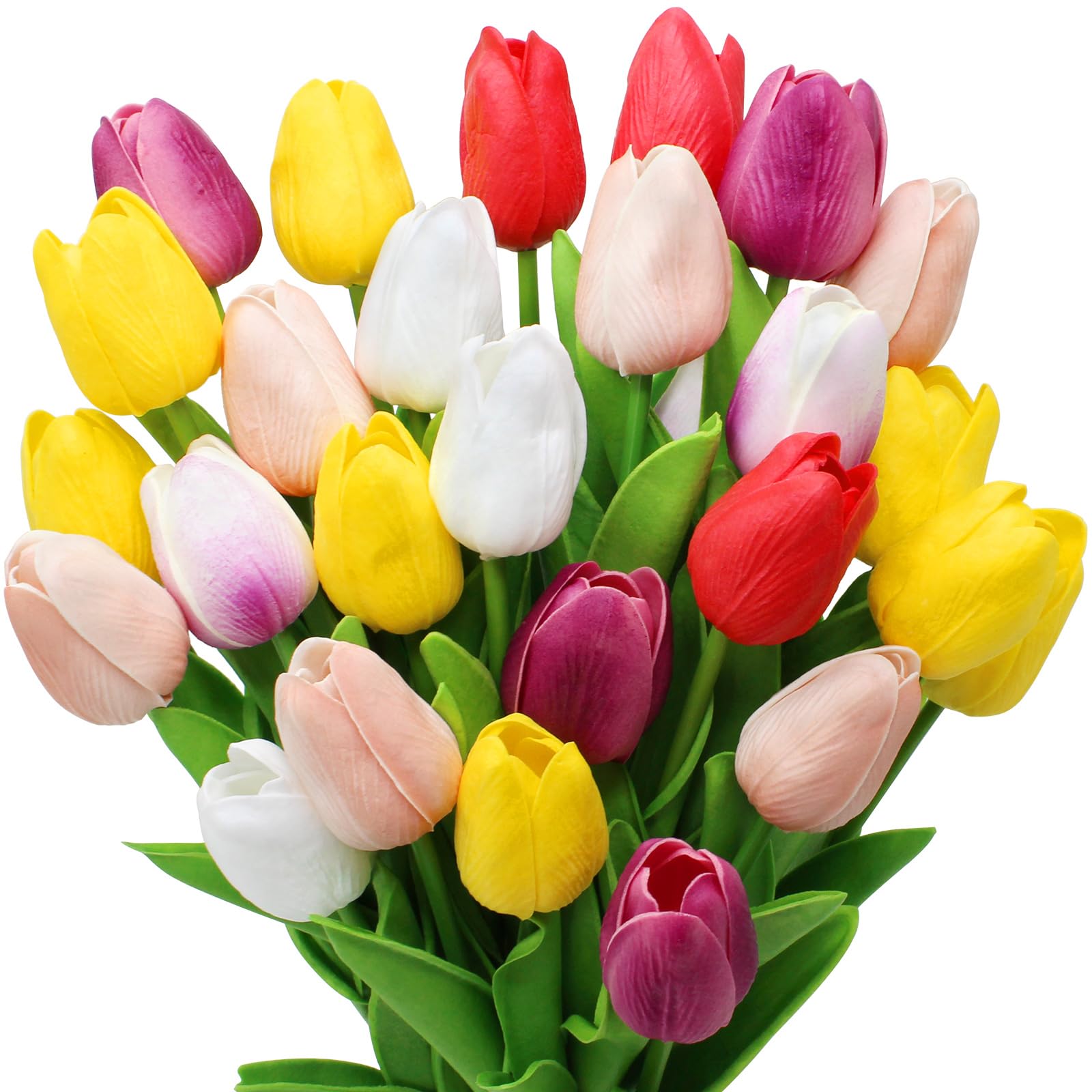 Pseutio Multicolor 28 Pcs Artificial Tulips