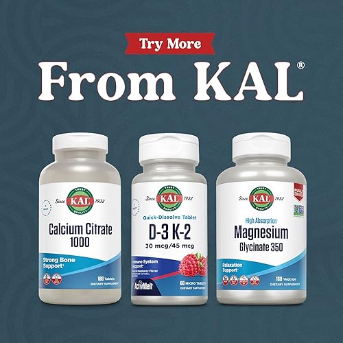 Miniatura 6 de KAL Vitamina D3 K2 ActivMelts - Suplemento de apoyo inmunológico con vitamina D como D3 y MK7 VIT K2 - Apoya la absorción de calcio para huesos