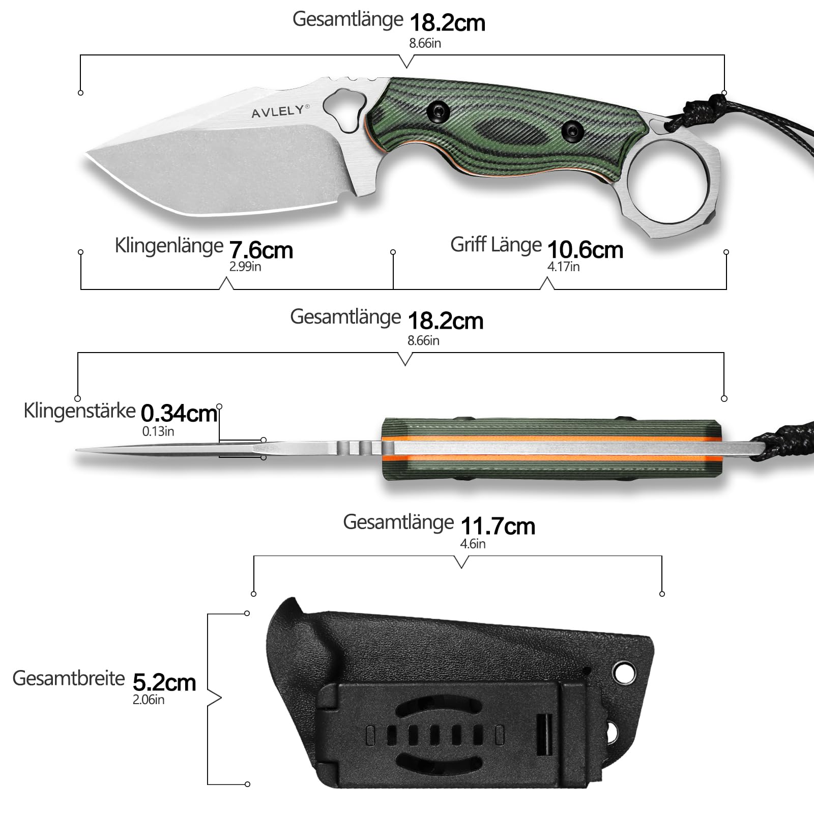 DC53 Stahlmesser mit feststehender Klinge, Outdoor-Überlebensmesser mit feststehender Klinge, mit K-Scheide, rutschfestem G-10-Griff, für Campingausflüge, Dschungel-EDC-Messer (olivgrün)
