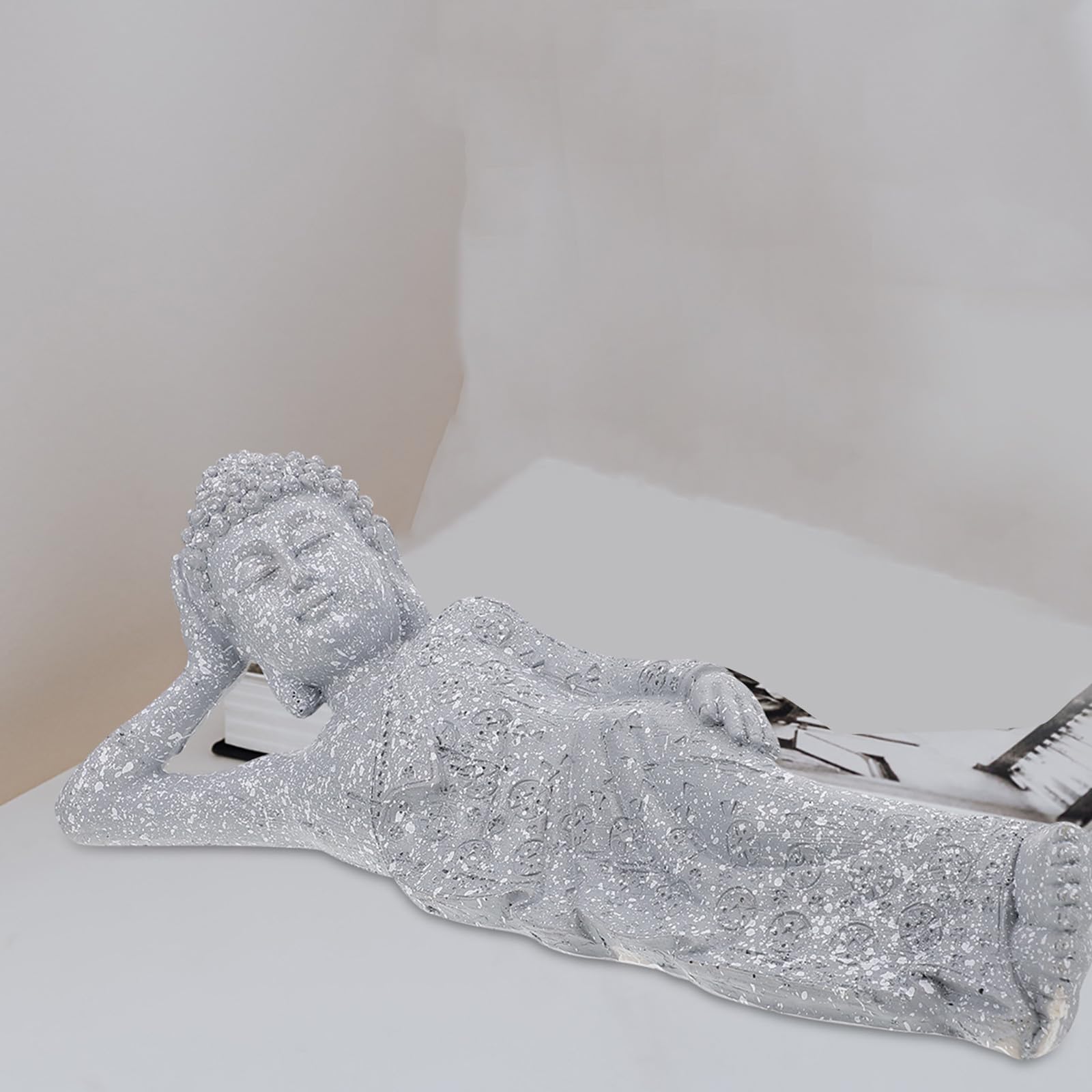 Estatua de Estilo Retro de Buda y Práctica de Resina Elegante Tacto Cómodo y Diseño Sagrado para Decoración de Hogar y Hoteles
