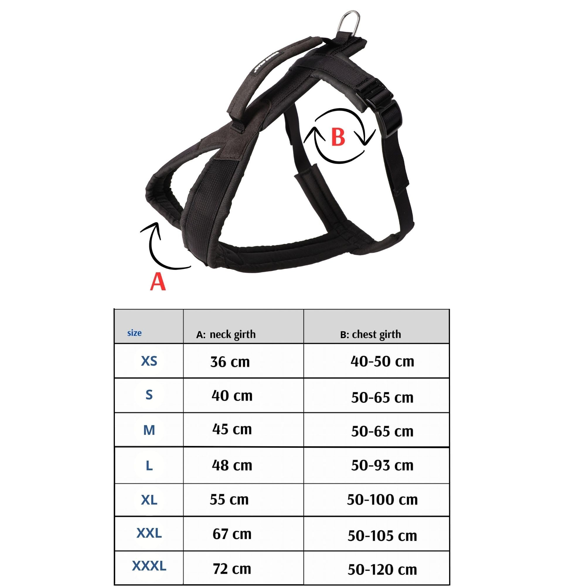 Dingo Gear S03226 - Arnés para perro ultraligero (3XL, ajustable, cómodo, fácil de poner, cuello 72 cm, pecho 50-120 cm)