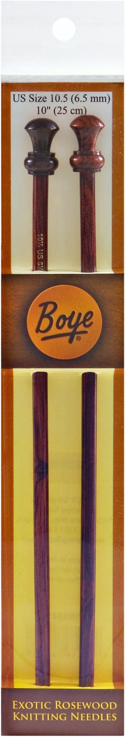 Boye 10-Inch Rosewood Knitting Needles, Size 10-1/2