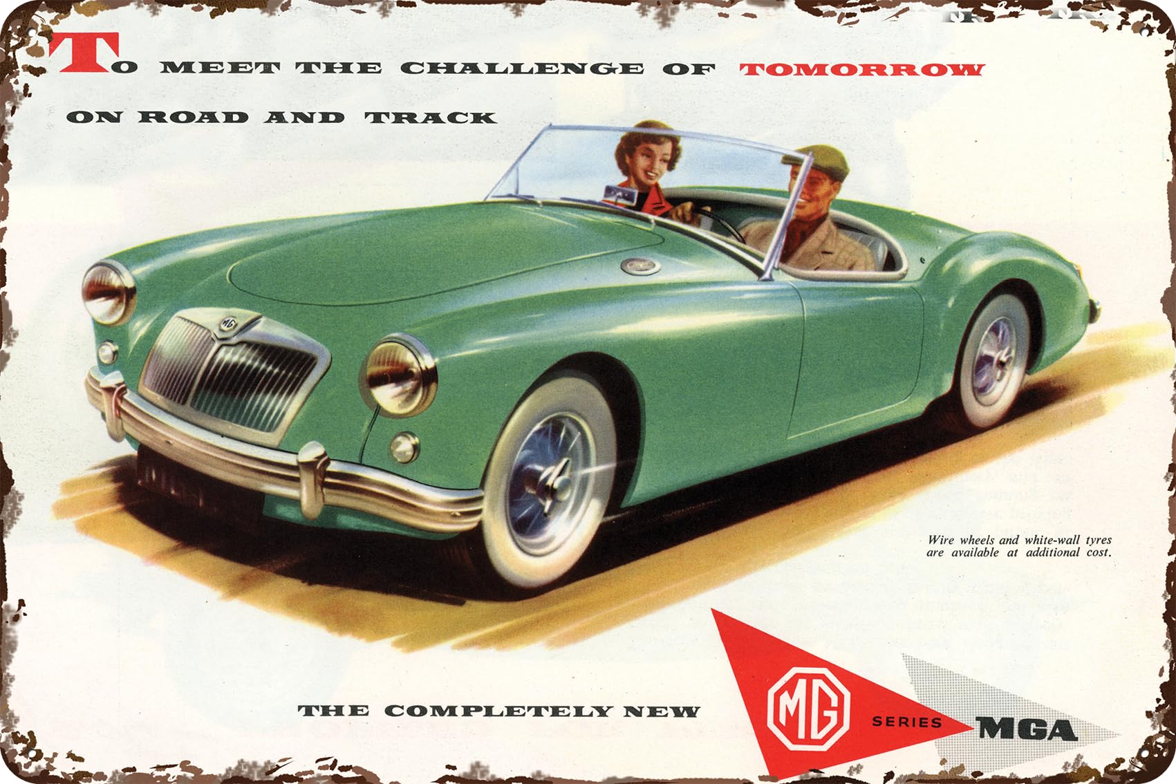 LUCKYLINDE Retro Blechschild passend für MG Oldtimer Fans und Liebhaber, Werkstatt und Garagen Schild, 20 x 30 cm - MGA V2