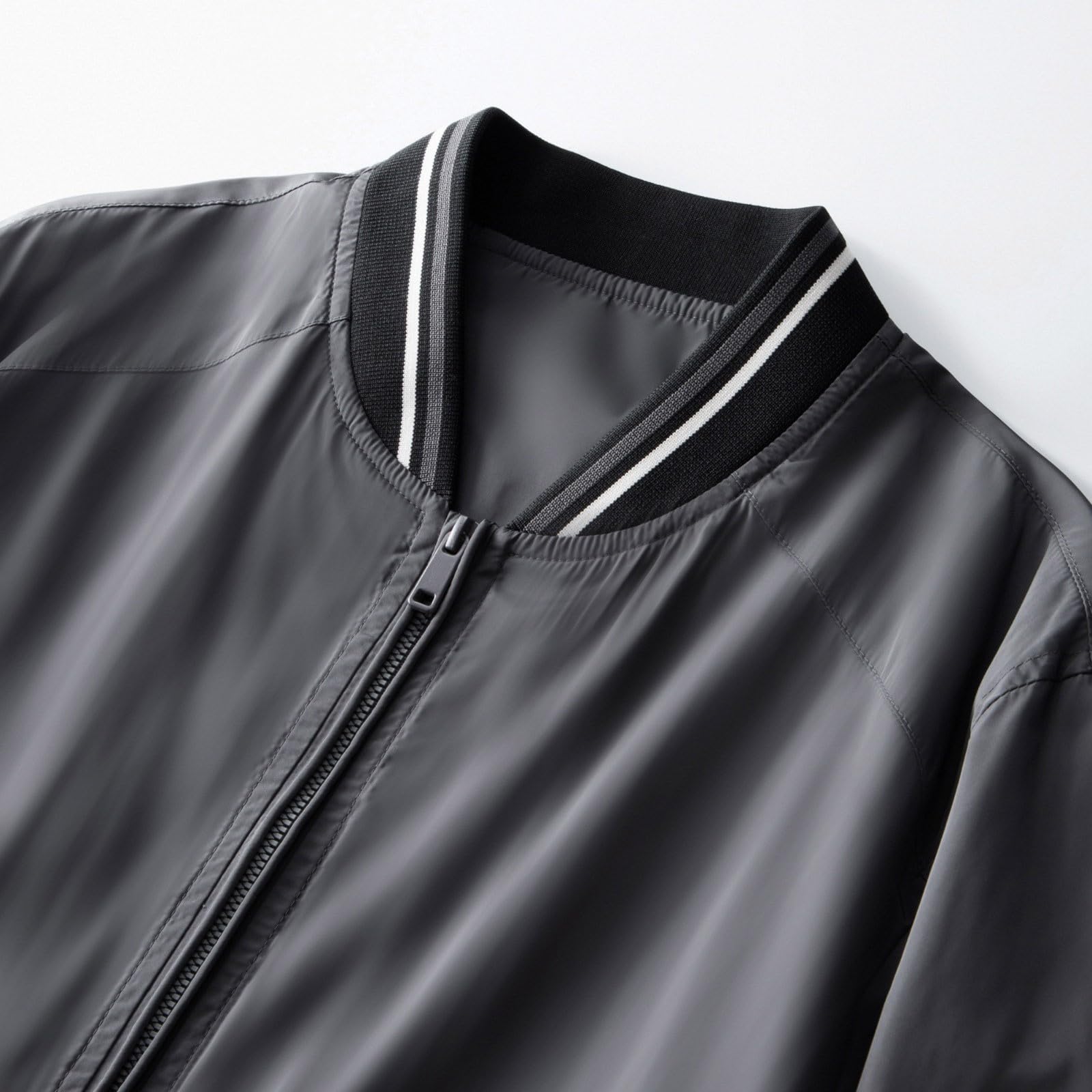 Blouson léger à col montant pour homme - Veste bomber avec poche - Veste de loisirs fine - Veste de sport pour l'extérieur et le printemps - Veste d'été à manches longues