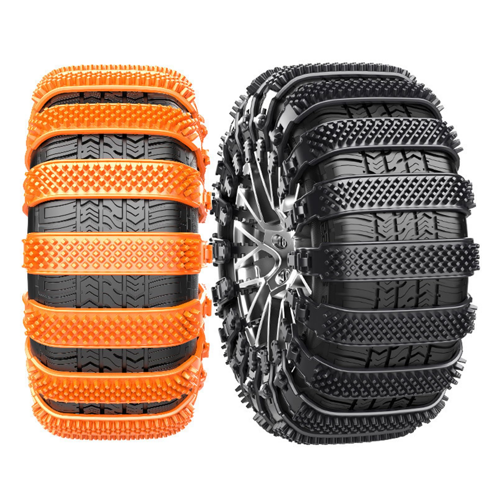 Lot de 20 sangles de pneu temporaires réglables et antidérapantes pour la neige - Poignées de traction universelles en hiver - Ceintures de sécurité d'urgence multifonctions