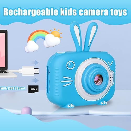 Miniatura 10 de Cámara para niños, cámara portátil para selfie, juguetes para niñas y niños, regalos para niños de 3 a 12 años, cámaras de video digital HD con