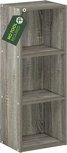 Furinno Pasir - Estantería abierta de 3 niveles, sin herramientas, roble francés