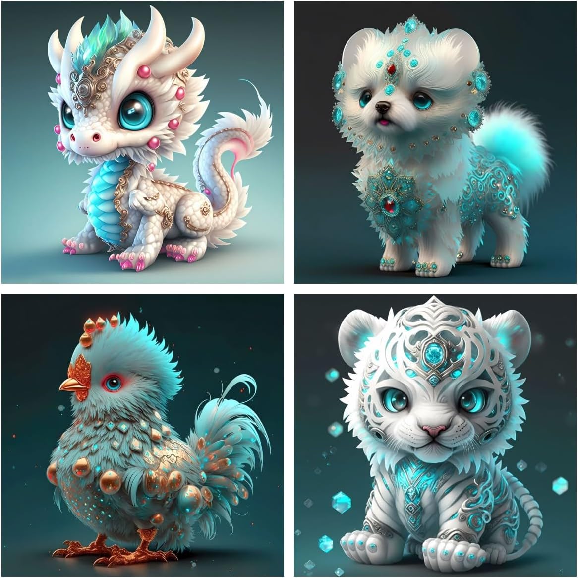 4 Pack Paint by Numbers for Kids, Animal Easy Kids Paint by