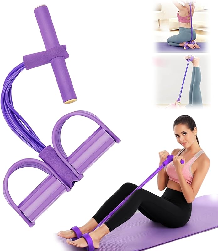 Bande de Résistance Musculation 6 Tubes avec Pédale – Élastique Sport Maison Fitness, Extenseur Élastique avec Poignées Antidérapantes pour Abdominaux et Entraînement Complet