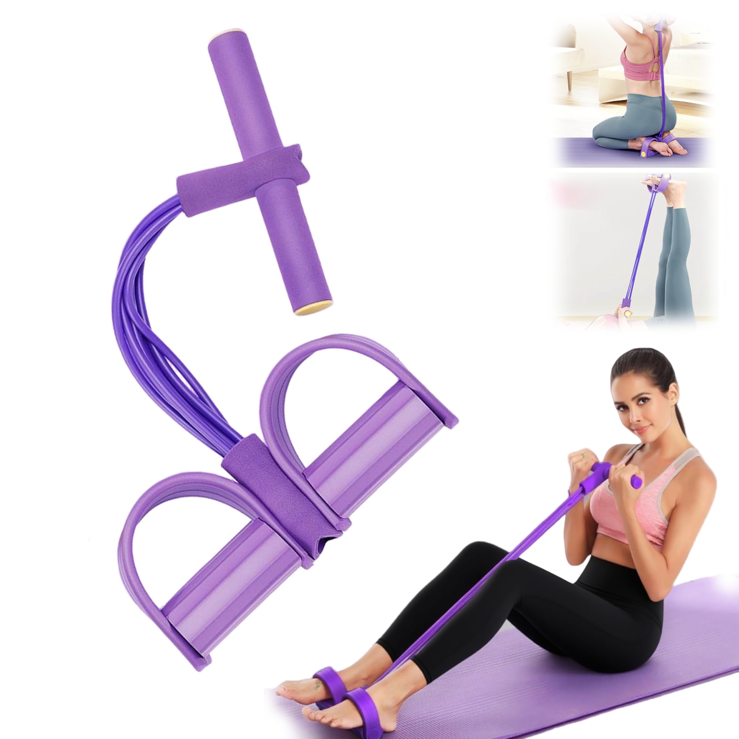 Bande de Résistance Musculation 6 Tubes avec Pédale – Élastique Sport Maison Fitness, Extenseur Élastique avec Poignées Antidérapantes pour Abdominaux et Entraînement Complet Violet 6 Tubes