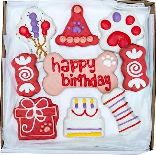 WÜFERS birthday-themed decorated dog cookie box