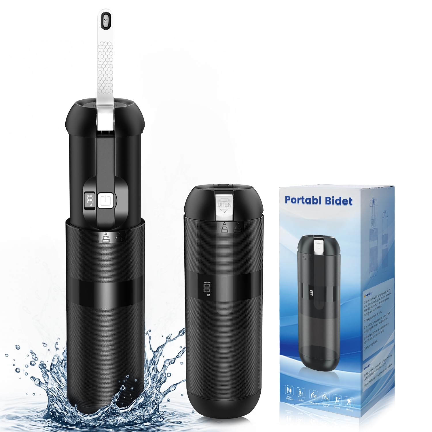 Portable Bidet for Travel - Electric Travel Bidet with 180 Adjustable Nozzle 2 Spray Modes IPX7 Waterproof Rechargeable