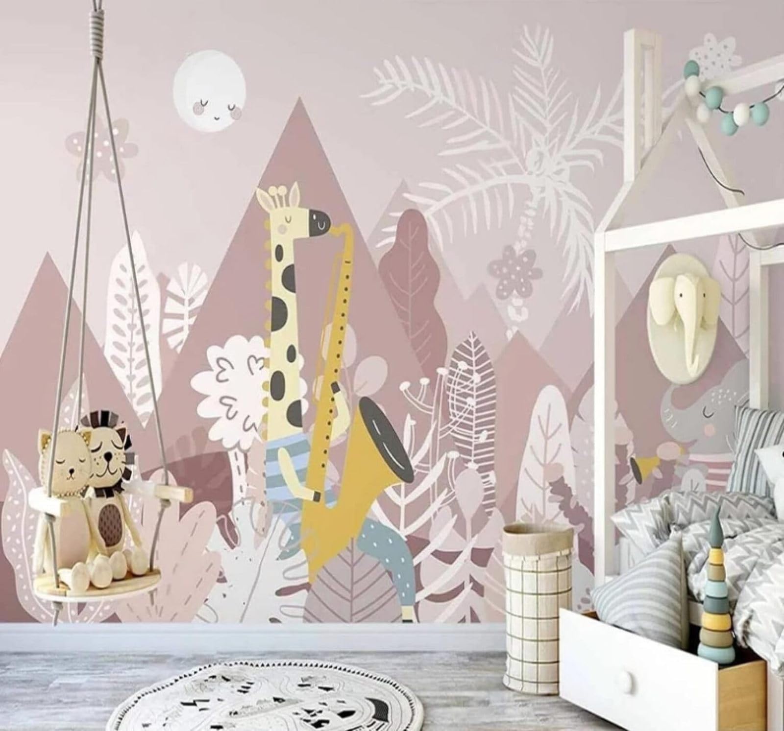 XLMING Hand Drawn Cartoon Pink Valley Forest 3D Wallpaper Luxury Home Dining Decor Paste Sofa Living Room The Wall for Bedroom Mural-300cm×210cm