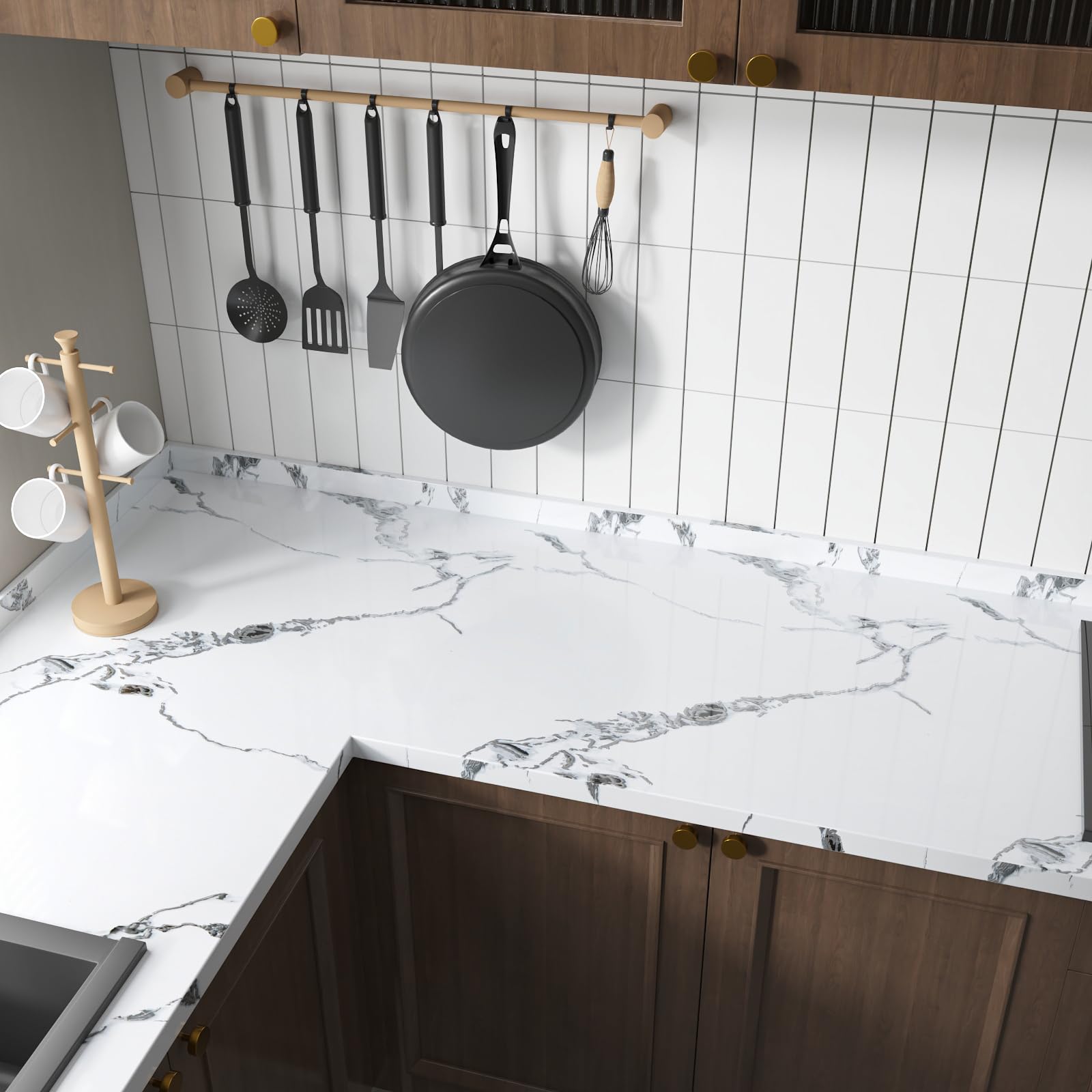 VaryPaper Papier Peint Marbre Gris Et Or 40cmx800cm Rouleau