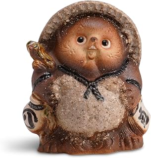 Shigaraki Ware Tanuki Statue 6.3 inch – Japanese Ceramic Lucky Raccoon Dog Figurine for Home or Business Décor – Made in Japan (Gray-Male)