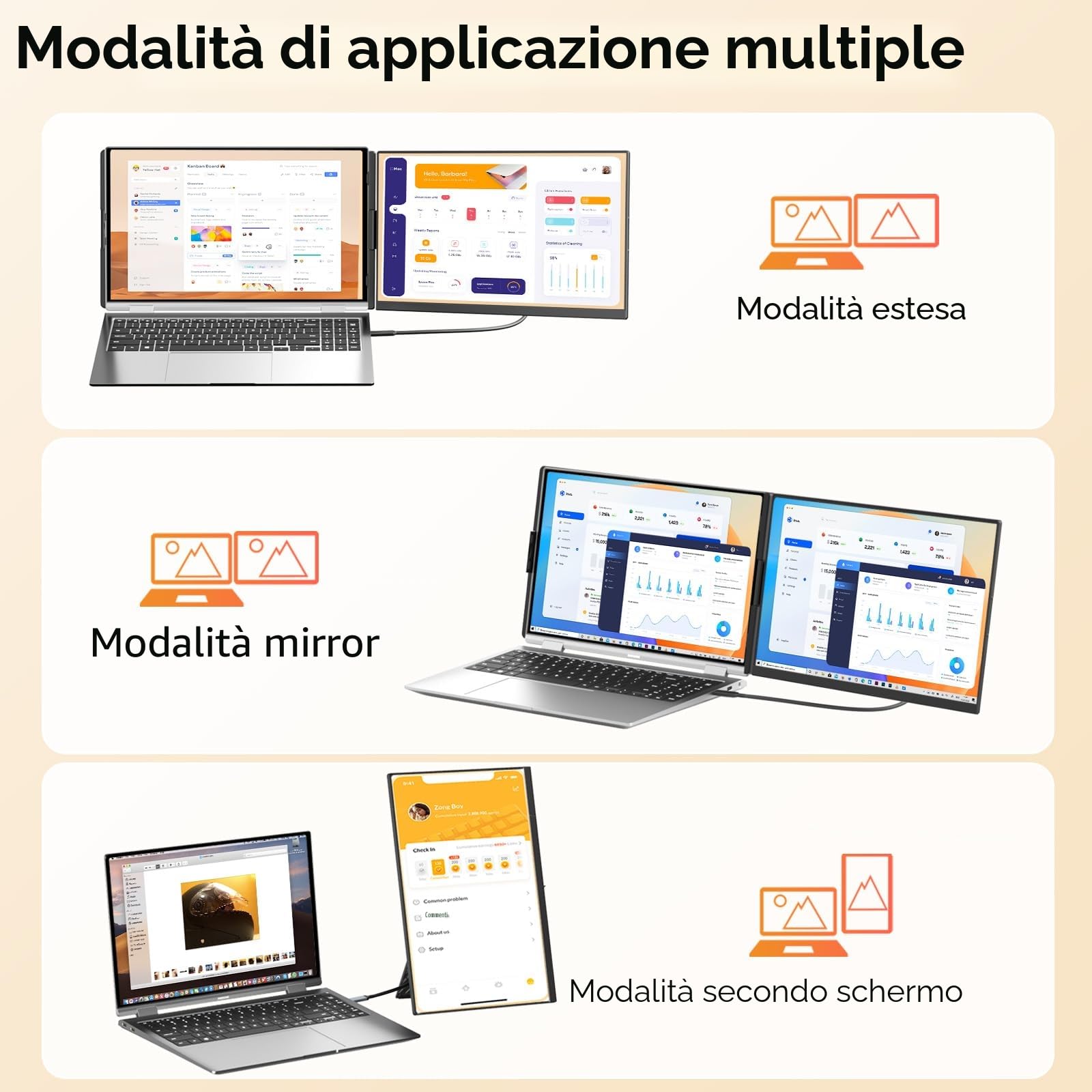 Monitor Portatile Aggiornato Da 15,6”, Estensore Del Doppio Monitor Del Laptop Portatile Fhd 1080p Ips, Estensore Dello Schermo Da Viaggio Staccabile Adatto A Computer Portatili Da 13-17,3”