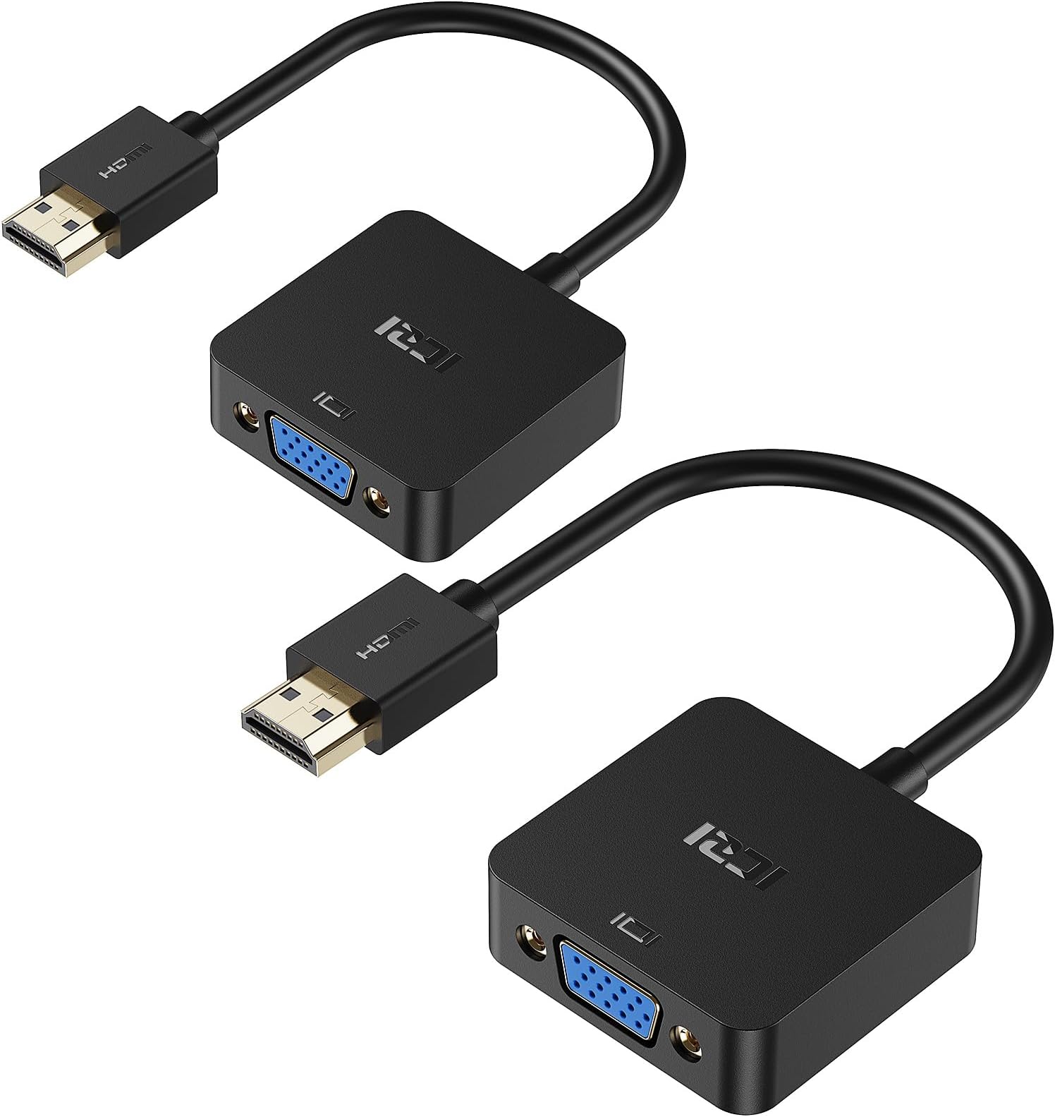 ICZI VGA auf HDMI Adapter 2 Stück Unidirektional Stecker auf Buchse Konverter Kabel 1080P 60Hz
