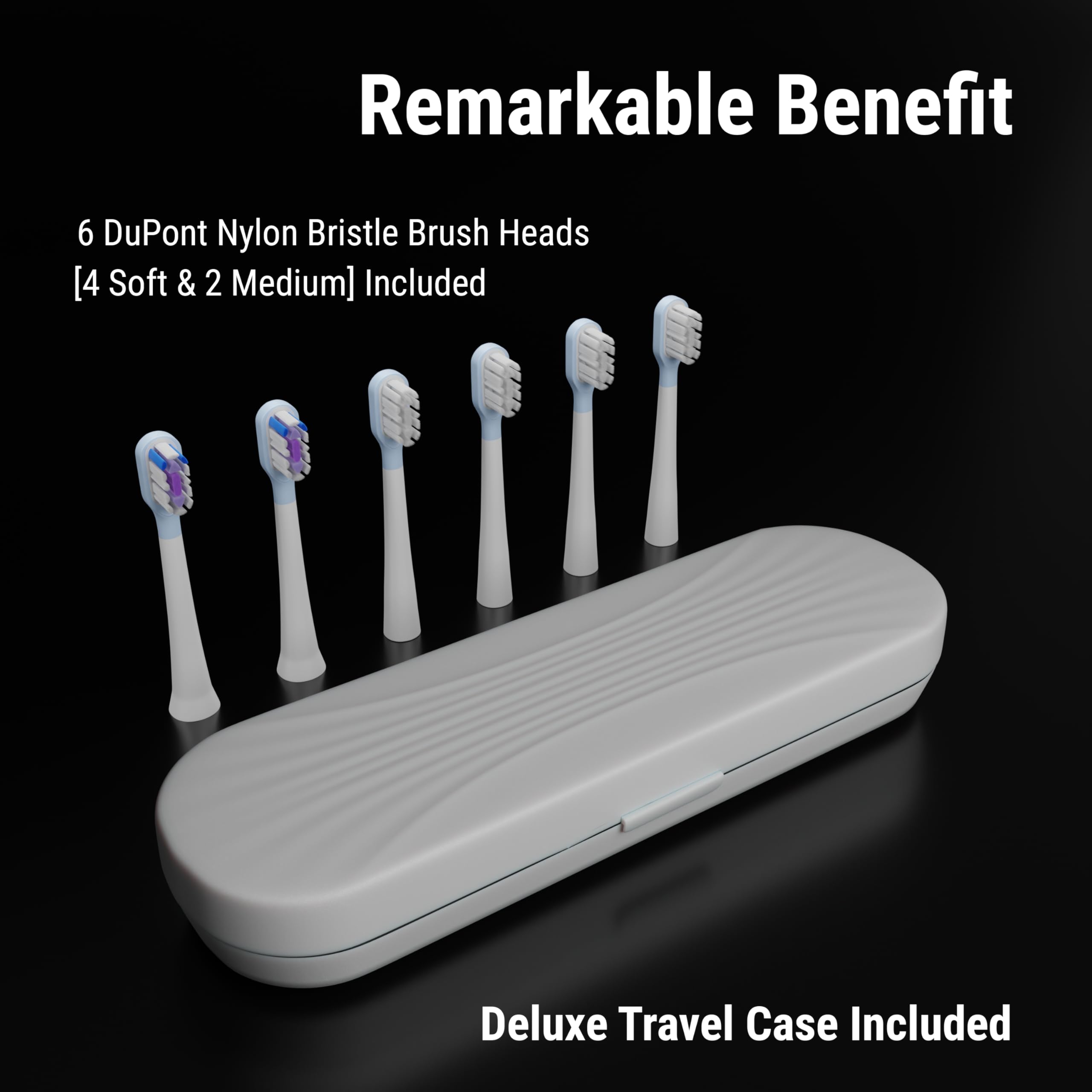 Cepillo de dientes eléctrico Sonic para adultos, cepillo de dientes recargable con 31.000 VPM y 180 oscilaciones/min, 5 modos, modo de vuelo, 6 cabezales de cepillo, estuche de viaje, cargador