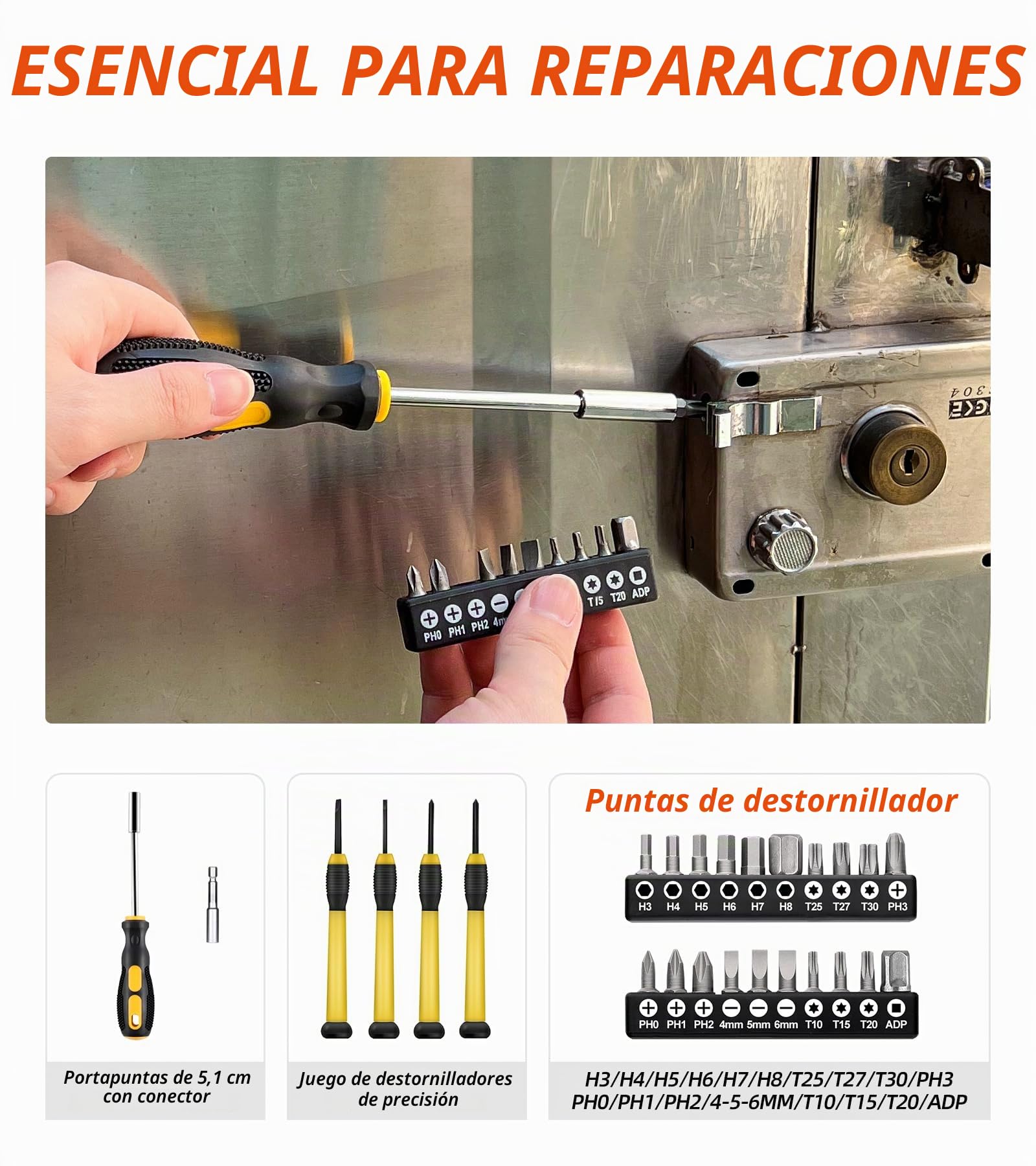 Juego de herramientas de 40 piezas - Kit de herramientas manuales para el hogar con caja de herramientas de plástico