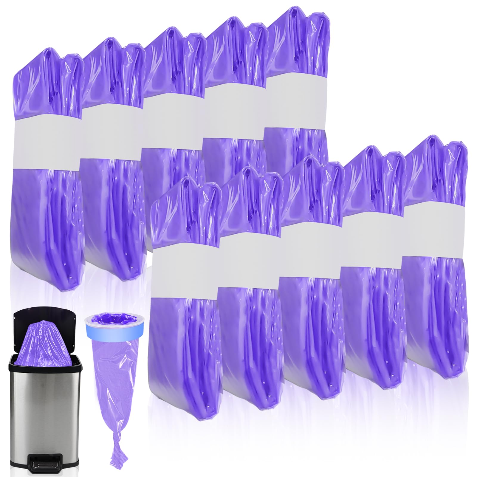10 recambios de pañales, recambios compatibles con papelera de pañales, recambio para brotes, cubo de pañales y arena para gatos Littycat (morado)
