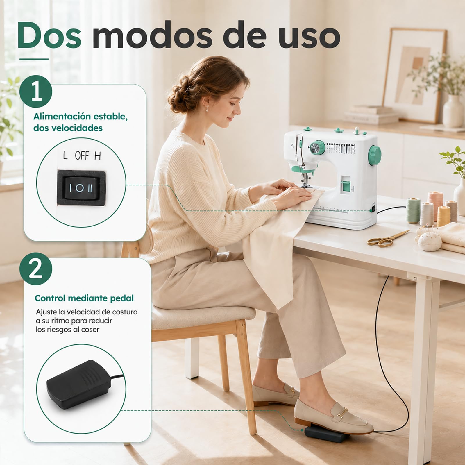 Maquina de Coser Principiante,Maquina de Costura con Mesa de Extensión