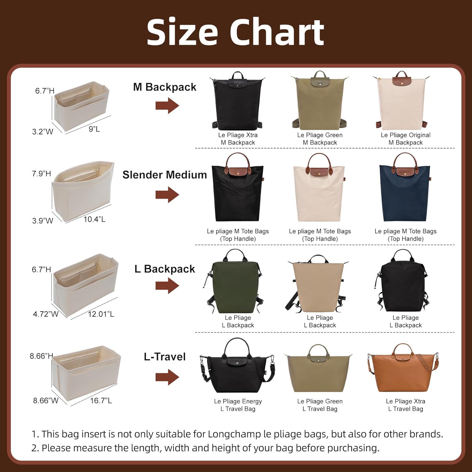 Doxo Longchamp Purse Organizer Insert Large Compatible with Le Pliage L Handbags Tote(Large,Beige) - Image 3
