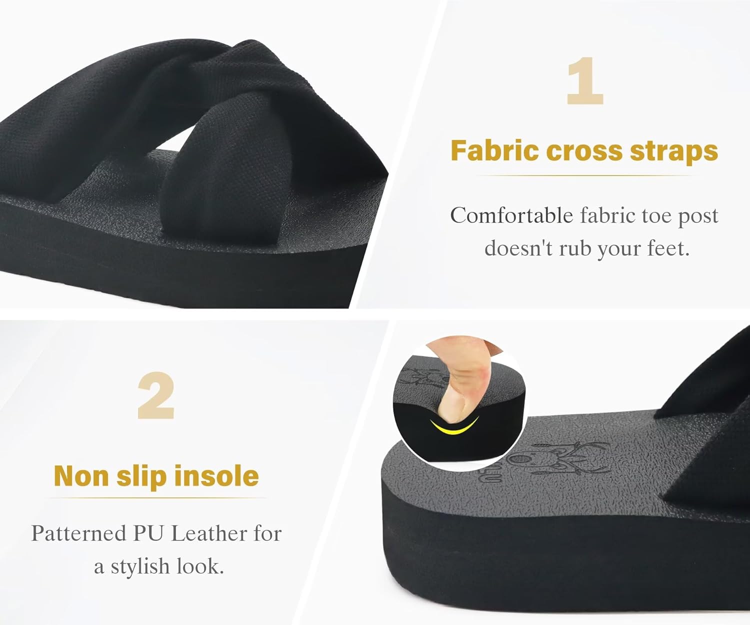 KuaiLu Womens Dressy Sandals with Arch Support Yoga Mat Comfortable Cushion Walking Criss Cross Slides Summer Beach Slip On Indoor Outdoor Slippers Dark Black 8 image 4 of 9 B0DW7LQZXS