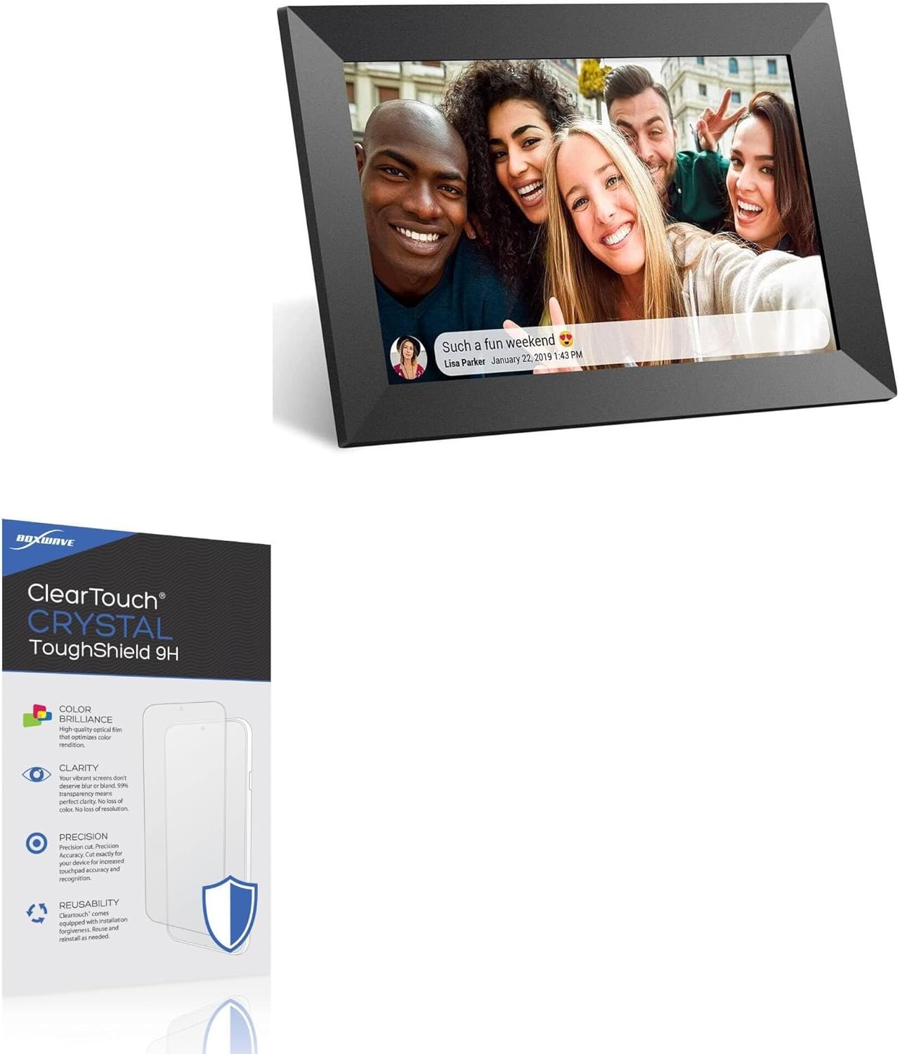 BoxWave Screen Protector Compatible with Anyuse Digital Picture Frame (10.1 in) - ClearTouch Crystal ToughShield 9H (2-Pack), Clear 9H Tough Flexible Film Screen Protector