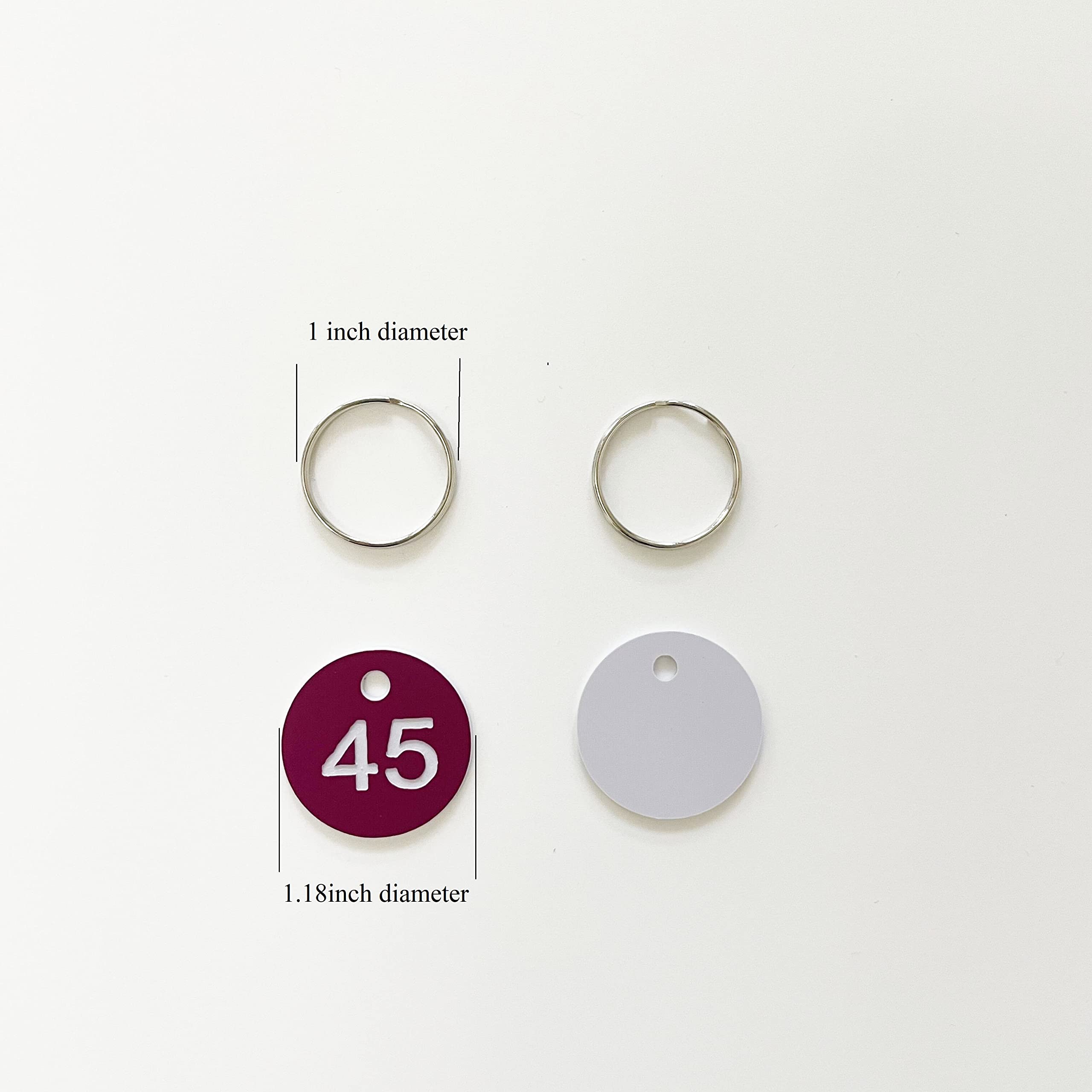 Plastic ID Number Tags Number Labels Key Tags with Key Rings (Purple, 1-100) - Image 2