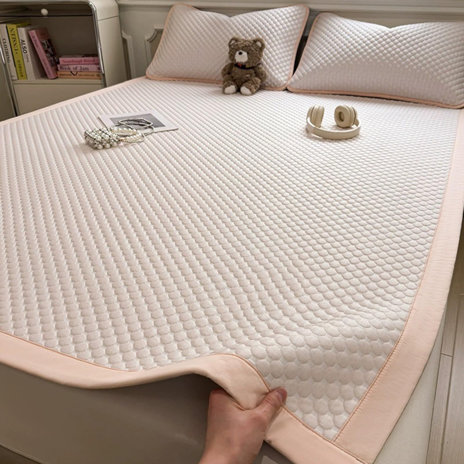 Set di 3 coprimaterassi rinfrescanti Queen – 3D Ice Bead Cooling, morbido e traspirante per chi dorme al caldo (180 x 200 cm + 2 federe)