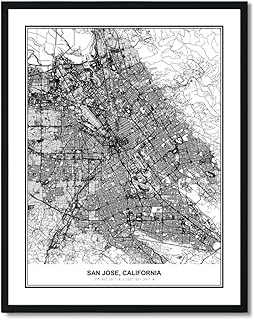 Susie Arts 11X14 Unframed San Jose California Wall Art Map Metropolitan City Road View Abstract Street Print Poster Decor Home Office sdm090