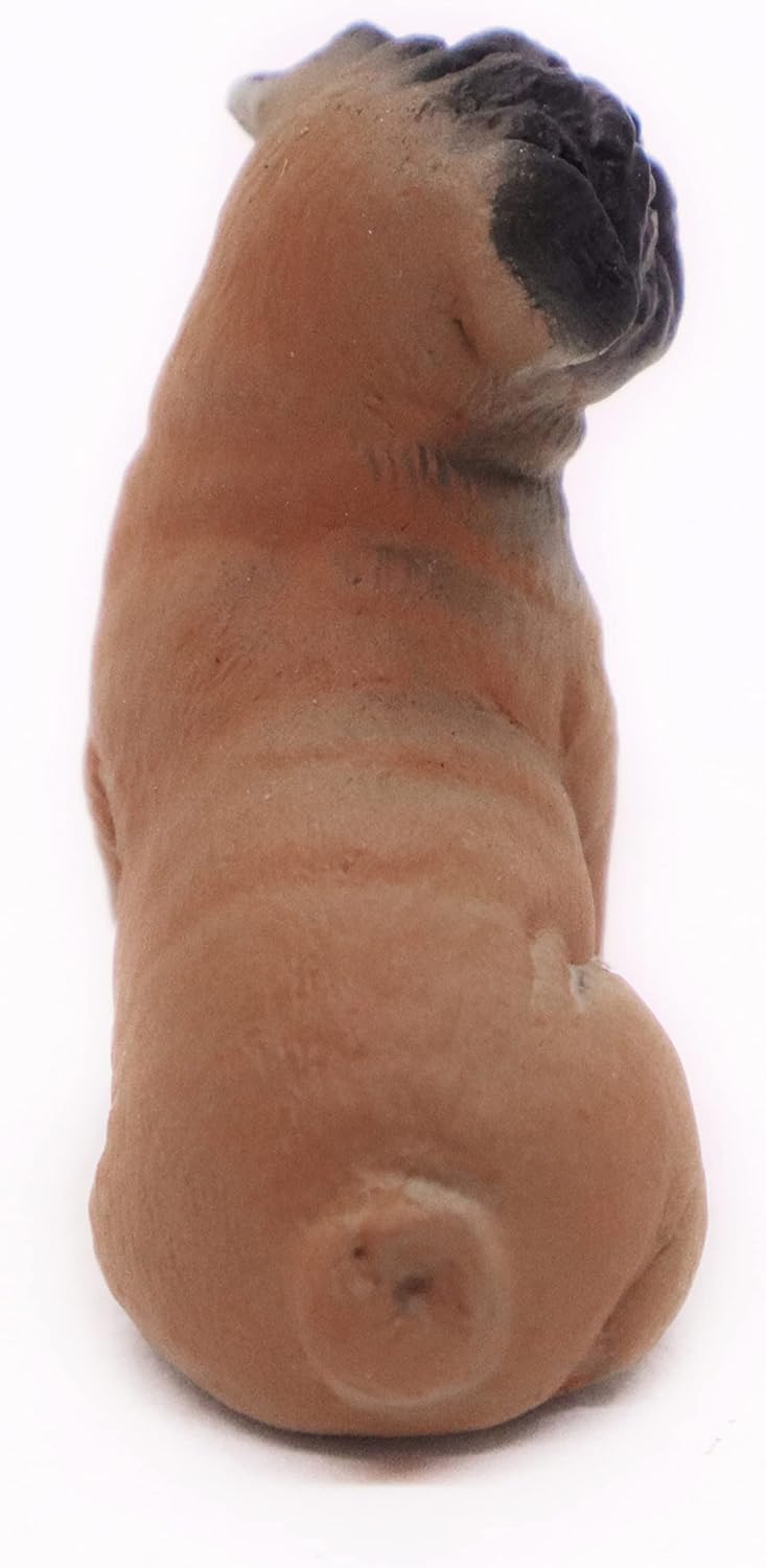 1" Tall Miniature Brown Pug Figurine Realistic Collectibles Resin Dog Statue Hand Painted Polyresin Figure Decor - Image 6