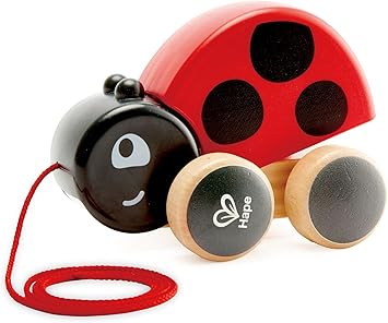 Hape Ladybug Pull-Along | Easy Pull Flapping Wooden Toddler Toy, Multi-Color