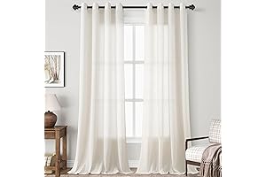 Natural Linen Sheer Curtains 102 inch Length 2 Panels