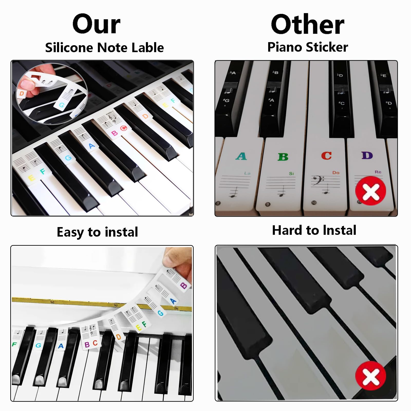 Amazon.com: Colorful Removable Piano Keyboard Note Labels