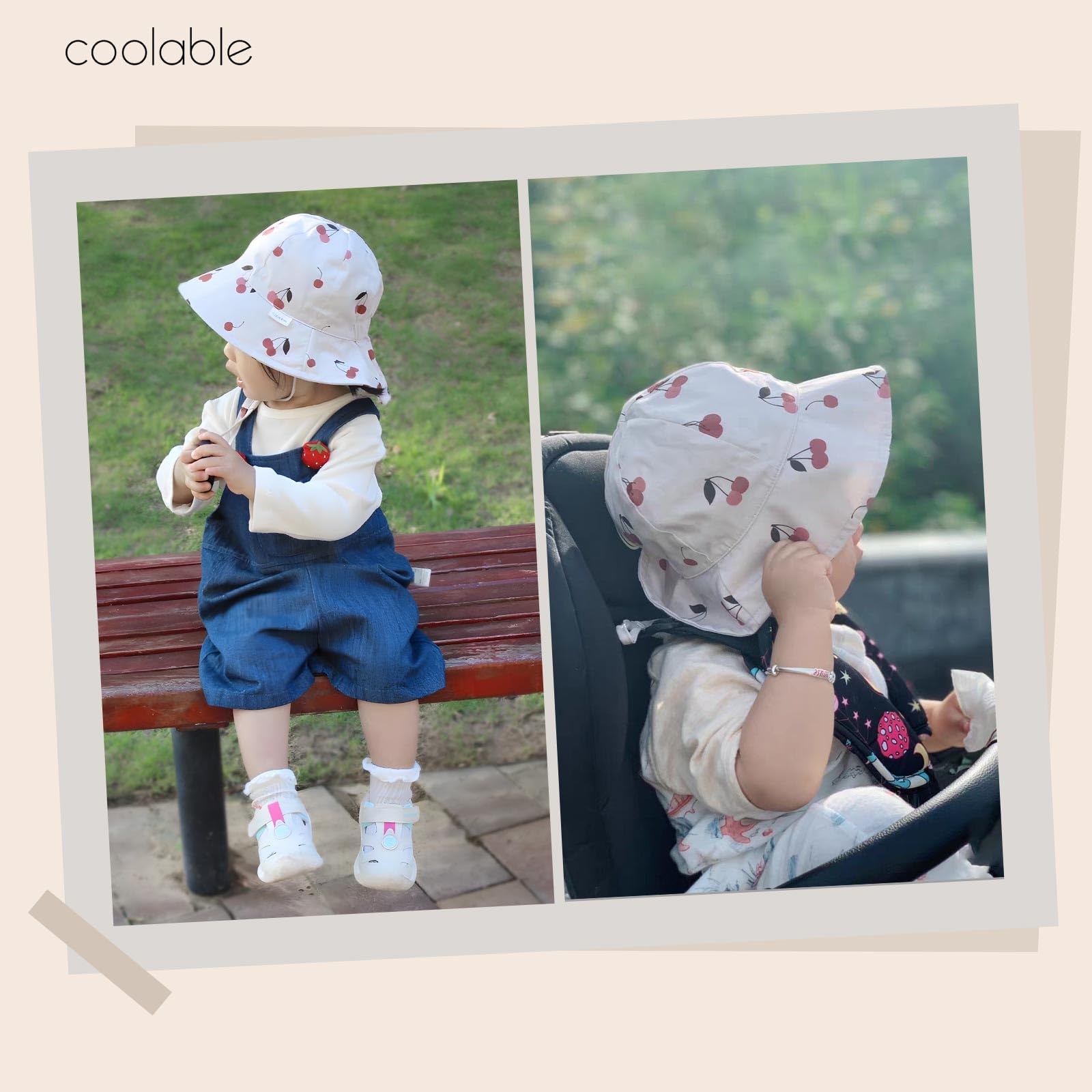 coolable Cappello da Sole per Bambini Pieghevole e Regolabile, Cappello a Secchiello Estivo con Ampio Bordo, Protezione UV UPF 50+ per Neonati e Bambini