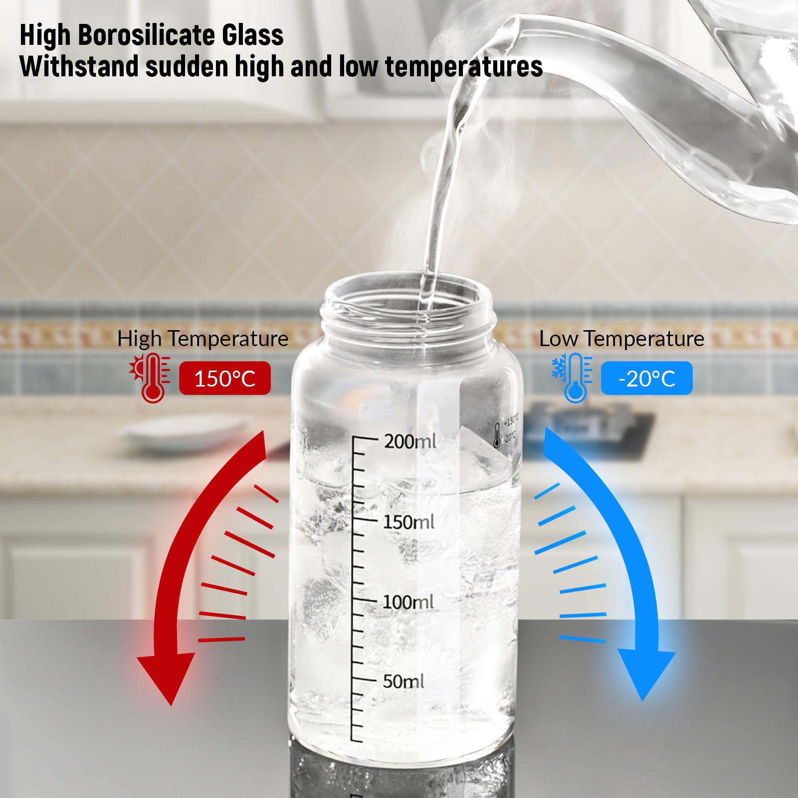 Salière et poivrière, verre borosilicaté haut avec couvercle en acier inoxydable, distributeur de sel pour cuisine (kaki, 200 ml)