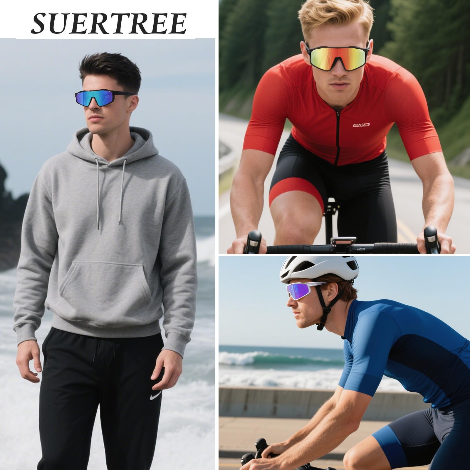 Occhiali da ciclismo da uomo, fotocromatici, sportivi, UV400, per ciclismo, corsa, attività all'aperto