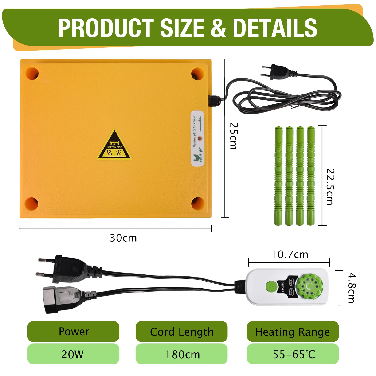 Plotohiker - Placa de calor para pollitos (temperatura ajustable, 25 x 30 cm)