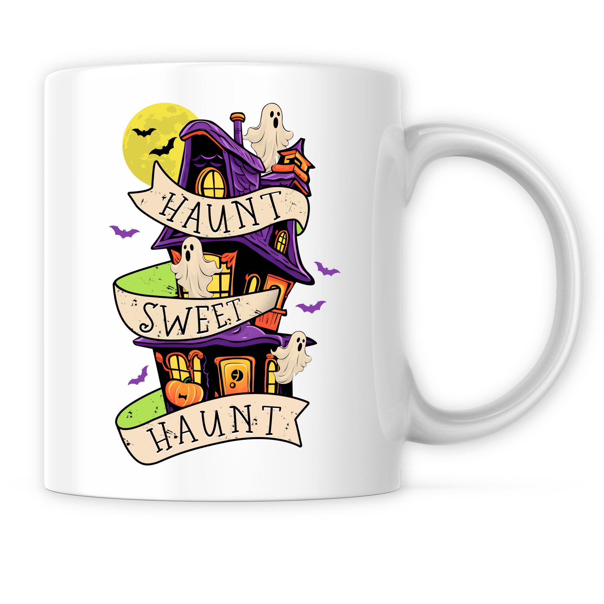 Ad Astra Graphics Haunt Sweet Haunt 11 Ounce Coffee Mug - Premium Quality Coffee Cup - Spooky Season Haunted Mansion Ghosts Pumpkins Jack O Lanterns - Imported and Printed In The USA - CFAAG0086