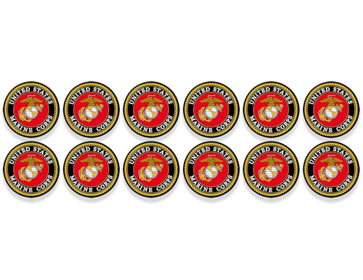 Calcomanías de los Marines de EE. UU. en paquete de 12 pegatinas redondas de 2 pulgadas con sello USMC