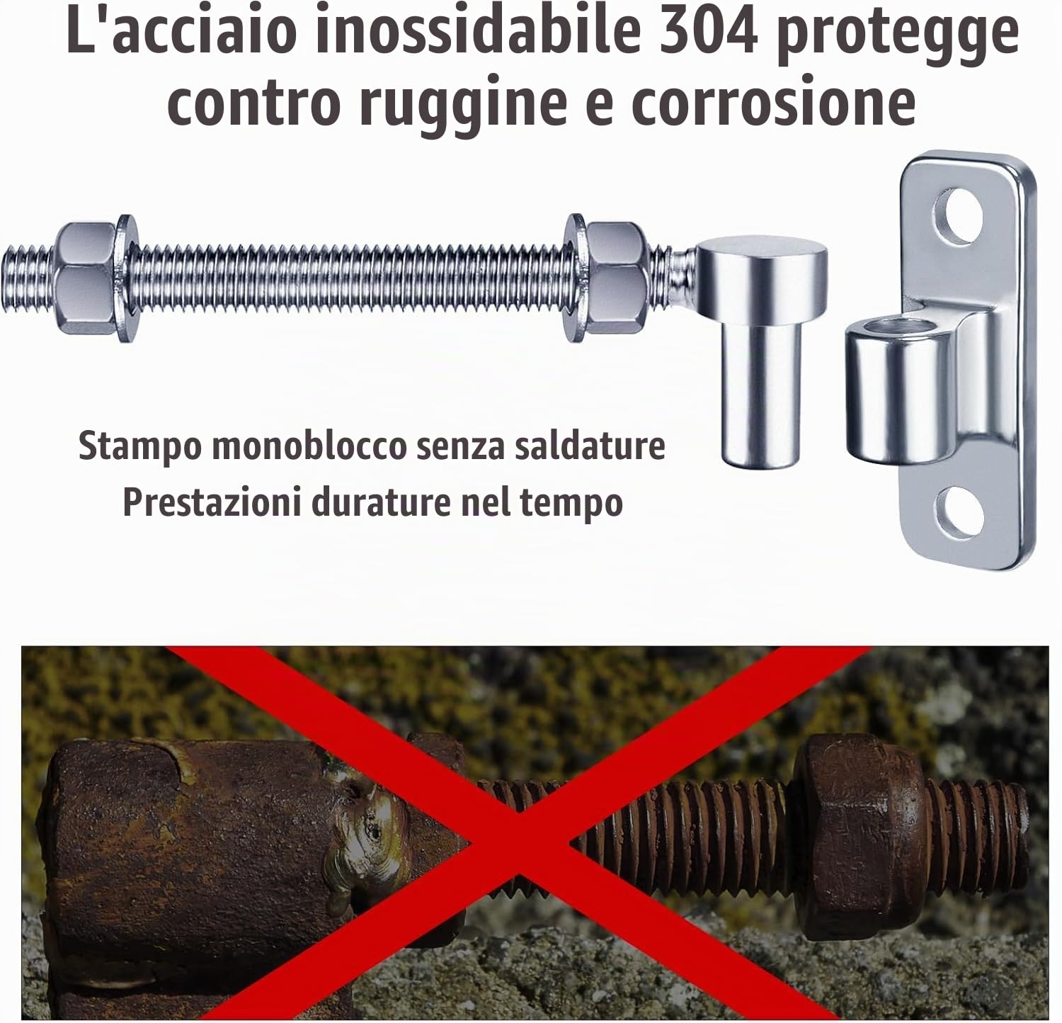 Cerniere per Cancello, Confezione da 4 Cerniere per Porte, Cerniere Pesanti per Cancelli in Acciaio Inossidabile, per Cancello da Fattoria/Cancello da Giardino/Recinzione in Legno, 150mm