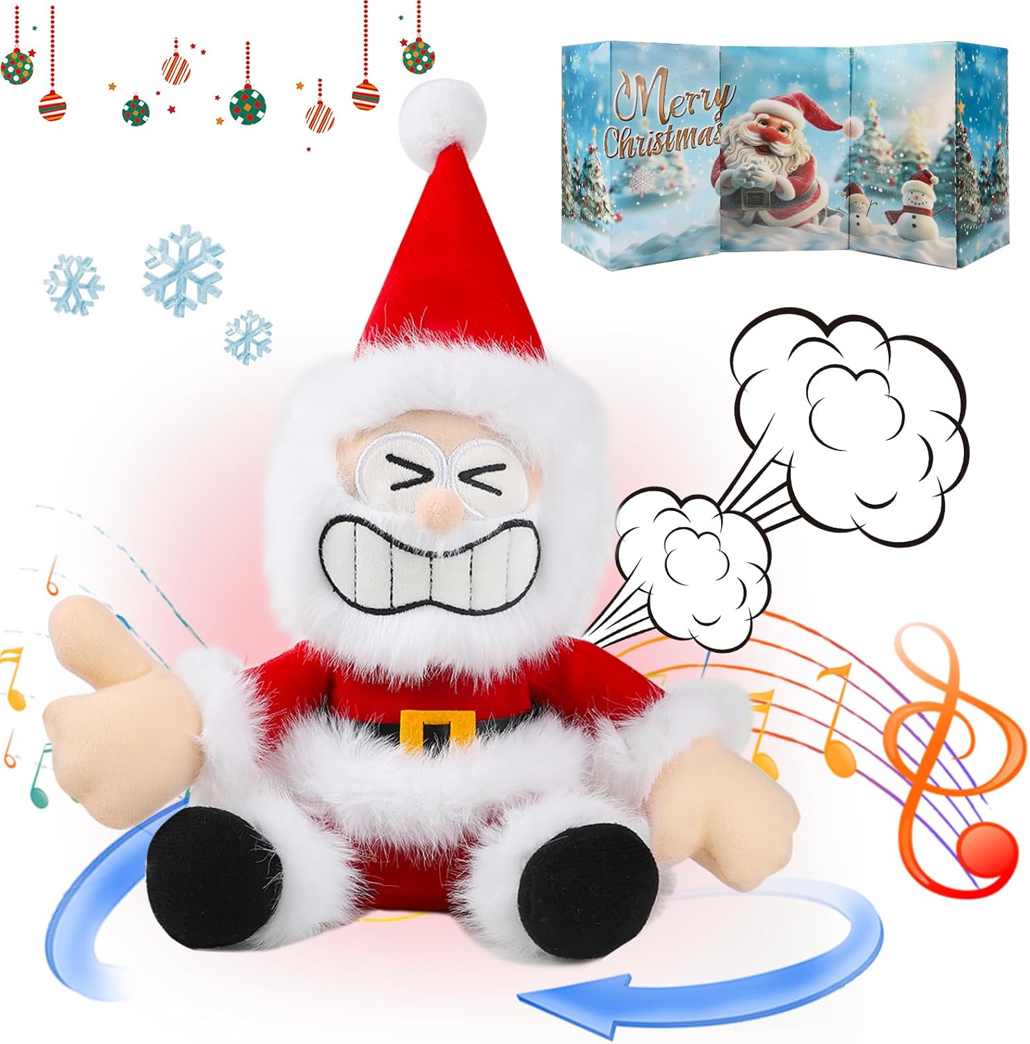 Farting Santa Repeating What You Say Spinning Singing Dancing Santa Claus Stuffed Animals White Elephant Gifts Plays JINGLE BELLS With Hilarious Sounds Christmas Plush Toy Xmas Gift For Adults,11"