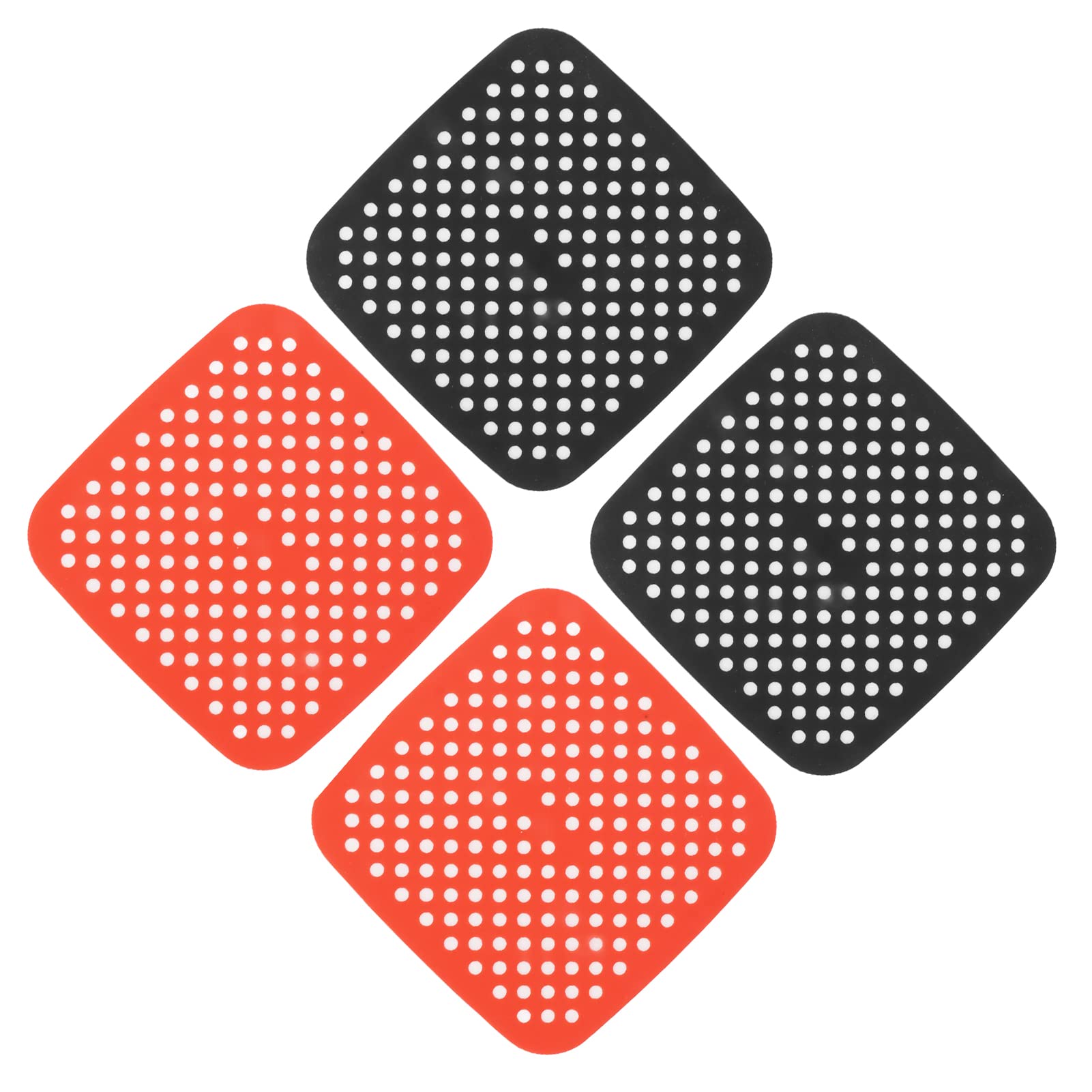 Hspemo Reusable Air Fryer Mats Stick Proof Dishwasher Safe Oil Resistant Silicone Air Fryer Liner for Oven Red Black 4pcs (18.5cm/7.3in), Hspemoik948cg3oe-11
