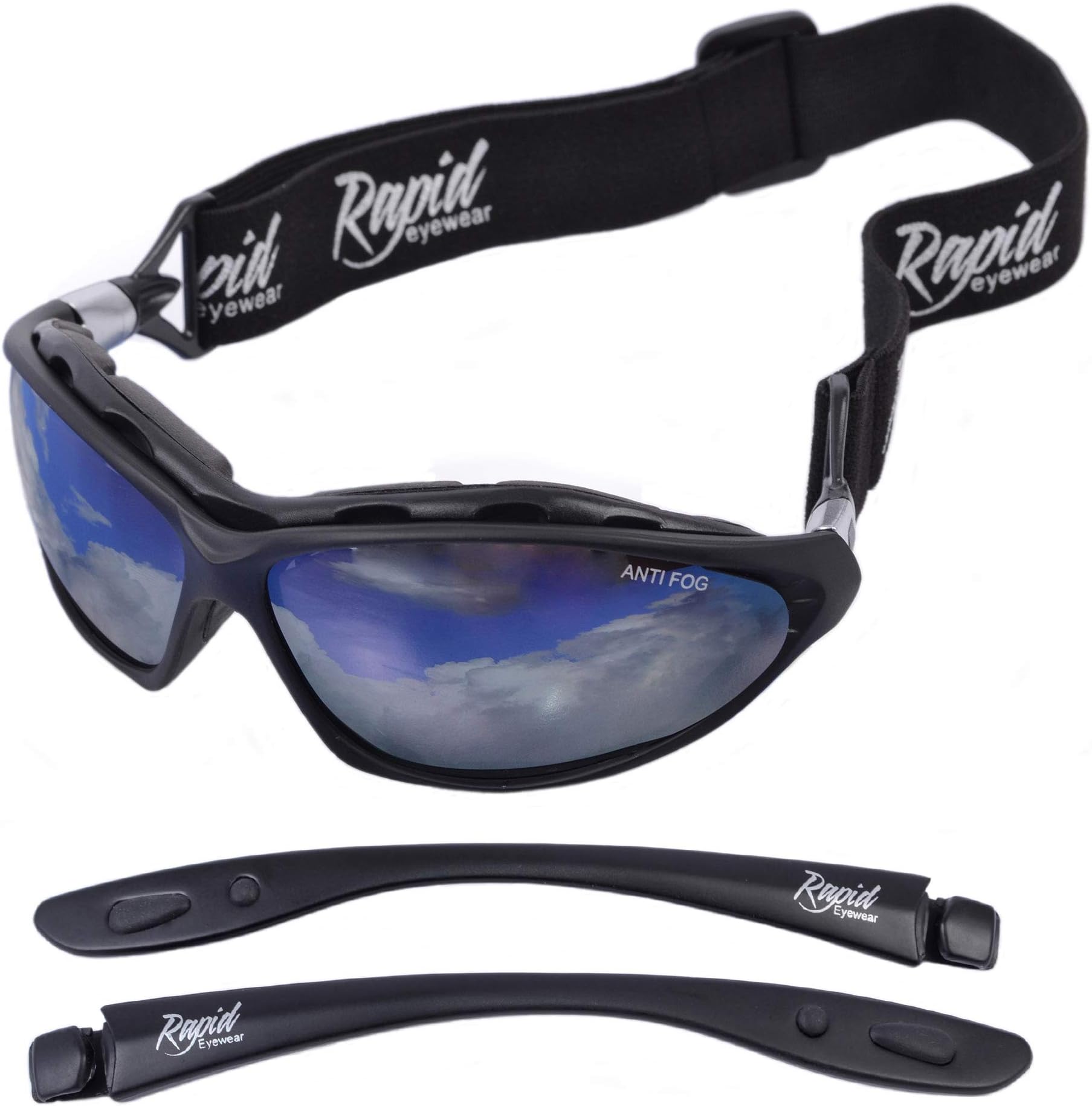Moritz Black Sunglasses & Goggles for Sport, With Removeable Strap