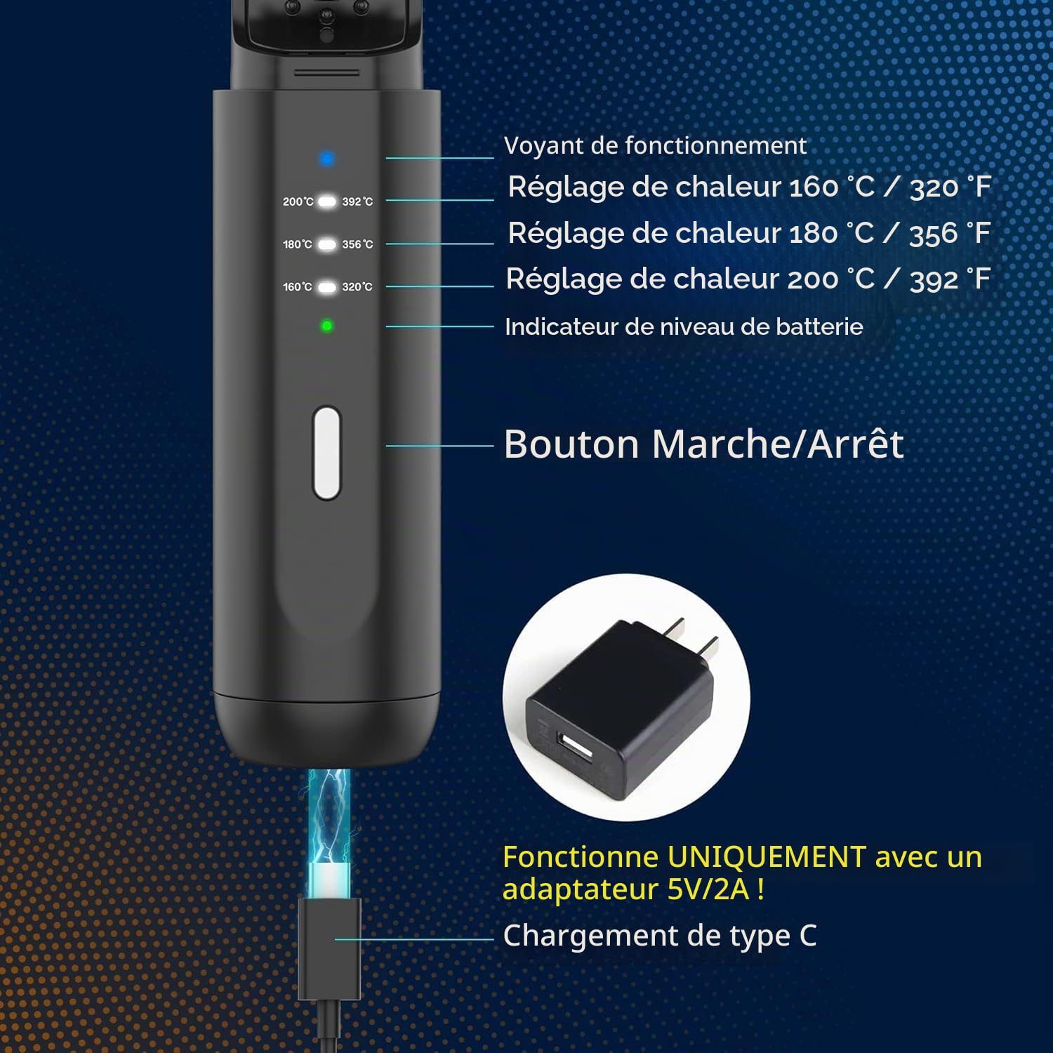 VIKICON Peigne à lisser à barbe sans fil pour homme, 3 niveaux de température réglables, brosse ionique rechargeable pour cheveux et barbe, anti-brûlure, portable (noir)