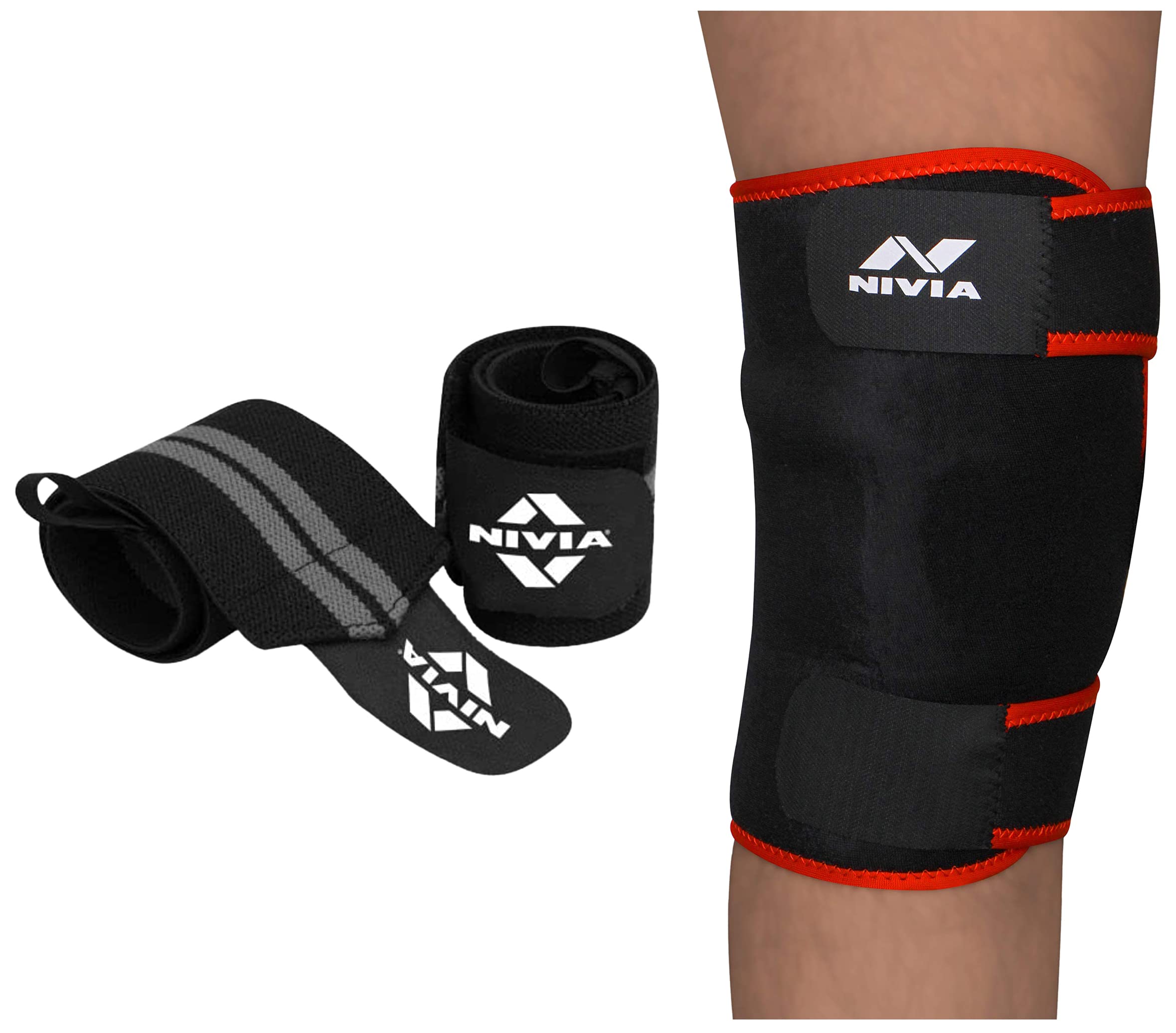 Nivia Weight Lifting Wrist Support (Free Size, Black) & 6853 Polyester Basic Duffle Bag, Youth (Black) & Python Sports / Exercise_and_Fitness Nylon Gloves (M) Black