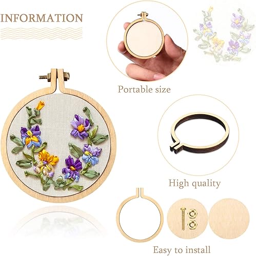 Miniatura 2 de Mini Embroidery Hoop Wooden Mini Crossing Stitch Hoop Mini Ring Embroidery Circle for DIY Pendant Crafts, Round, Oval Vertical, Oval Horizontal (8